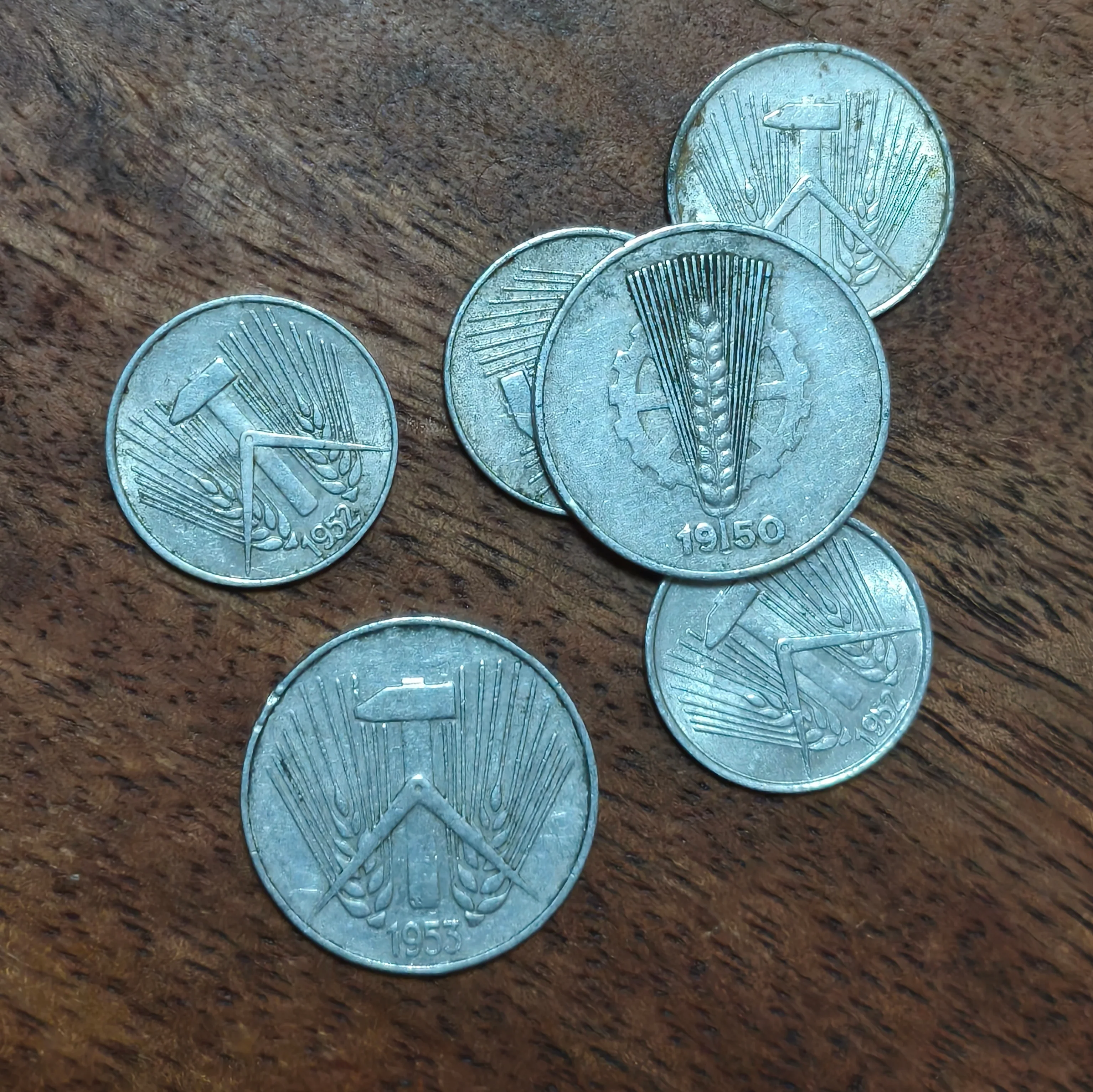 1948-1953 DDR Early 1 till 10 Pfennig Coins