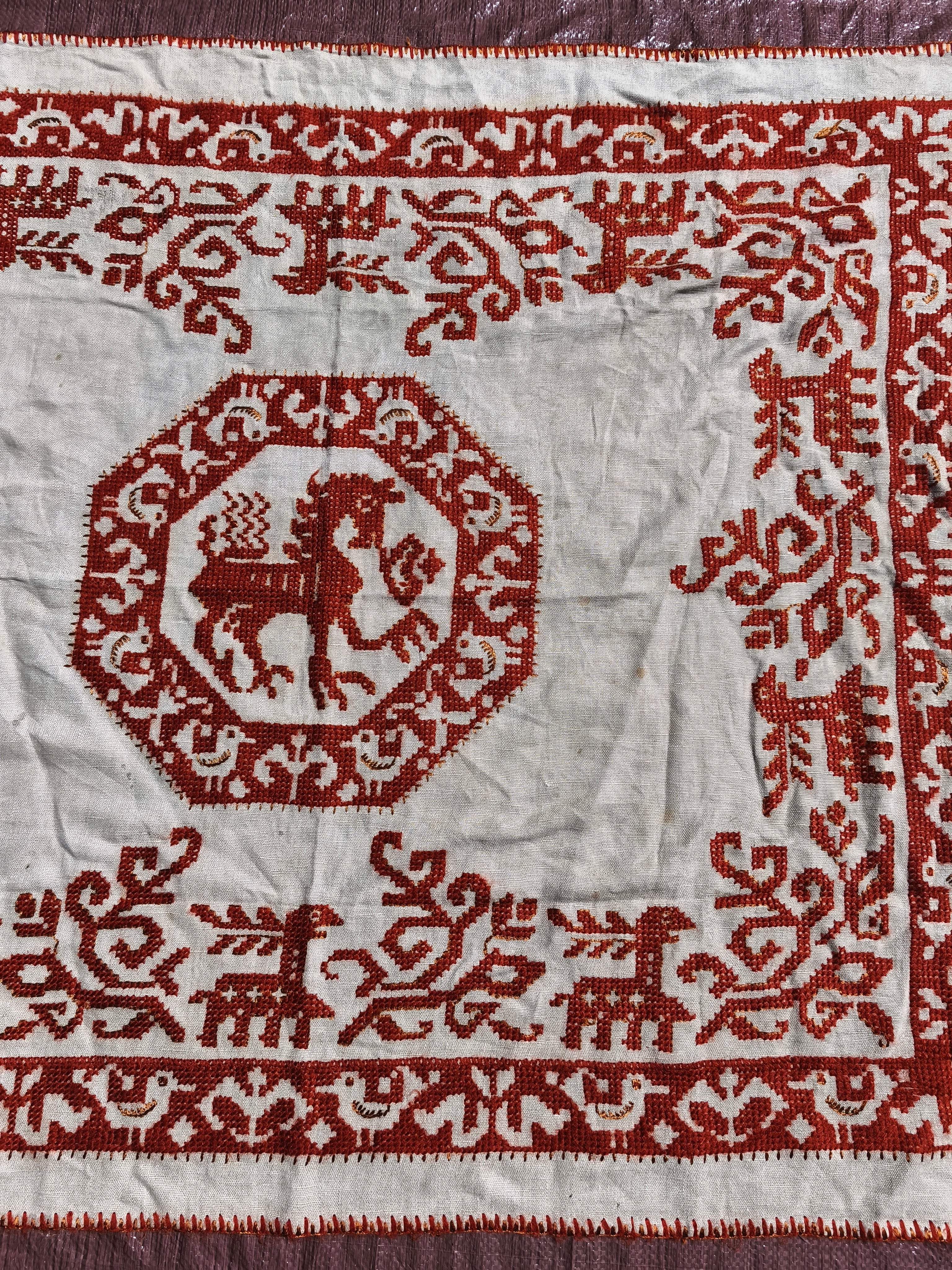 Uzbekistan Handmade Kilim "Kazach'' 160x125cm / 63''x49'' - Image 4