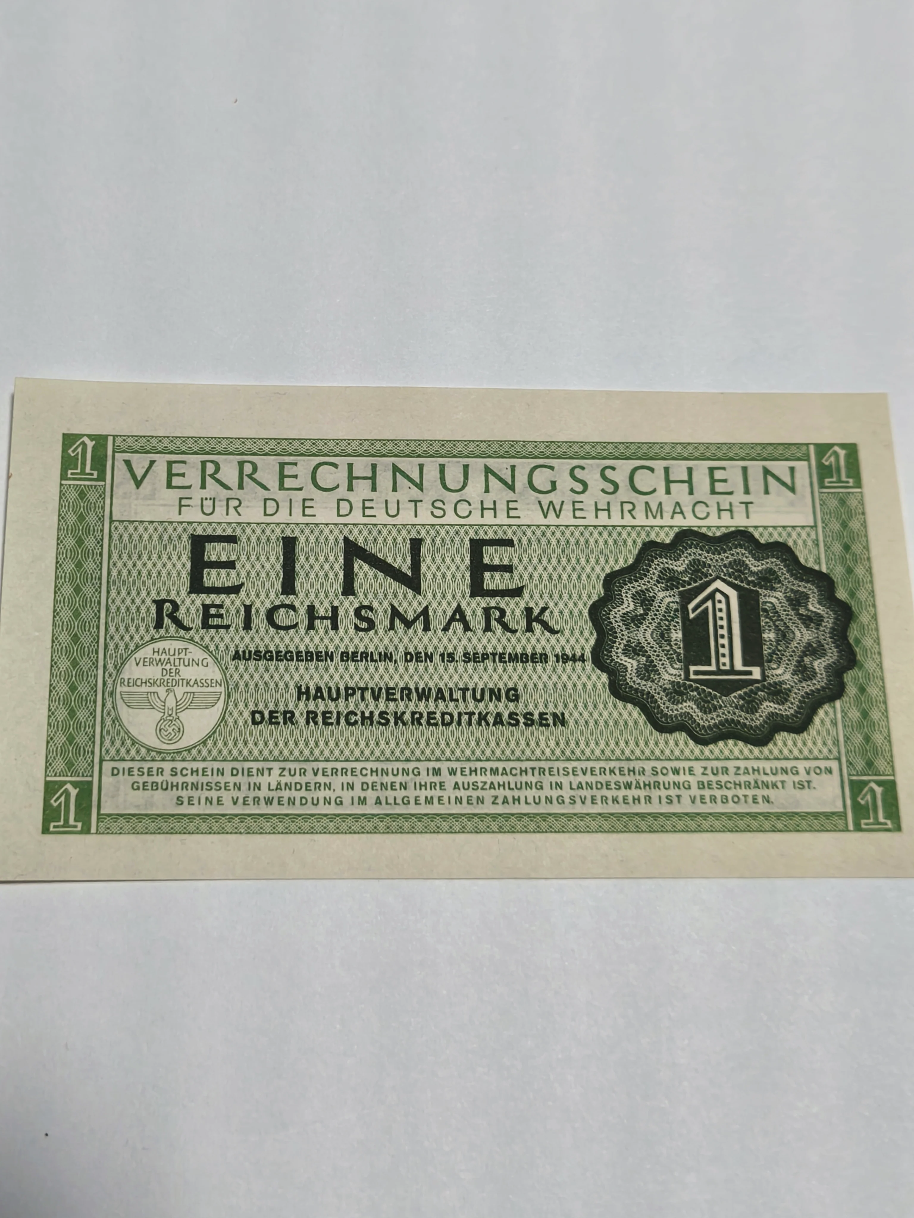 Third Reich 1 Wehrmacht  Reichsmark 1944