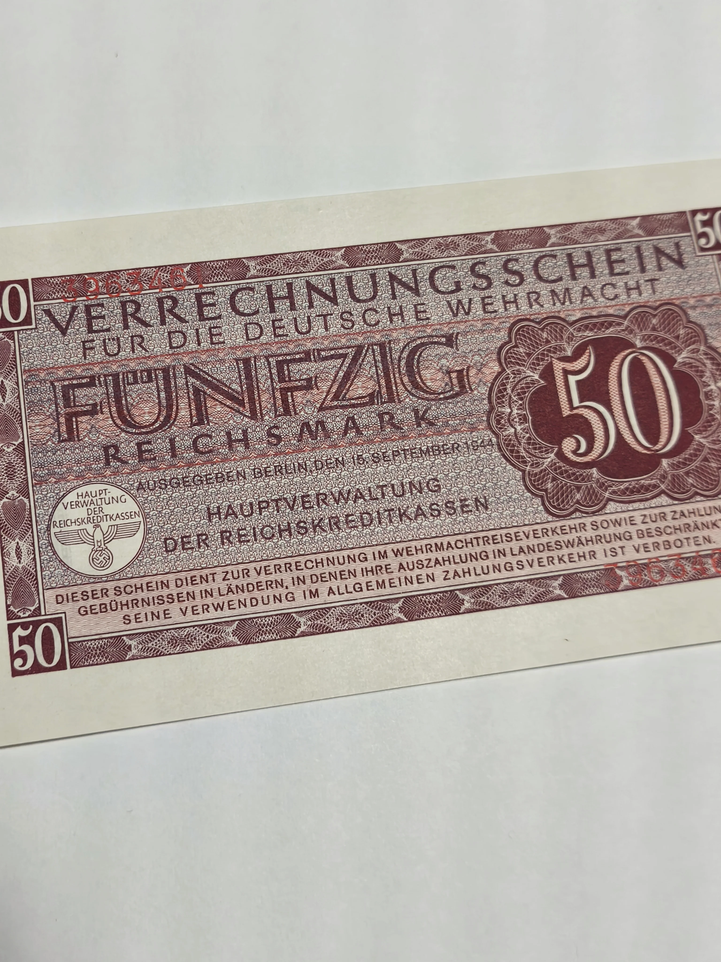 Third Reich 50 Wehrmacht Reichsmark 1944 - Image 2