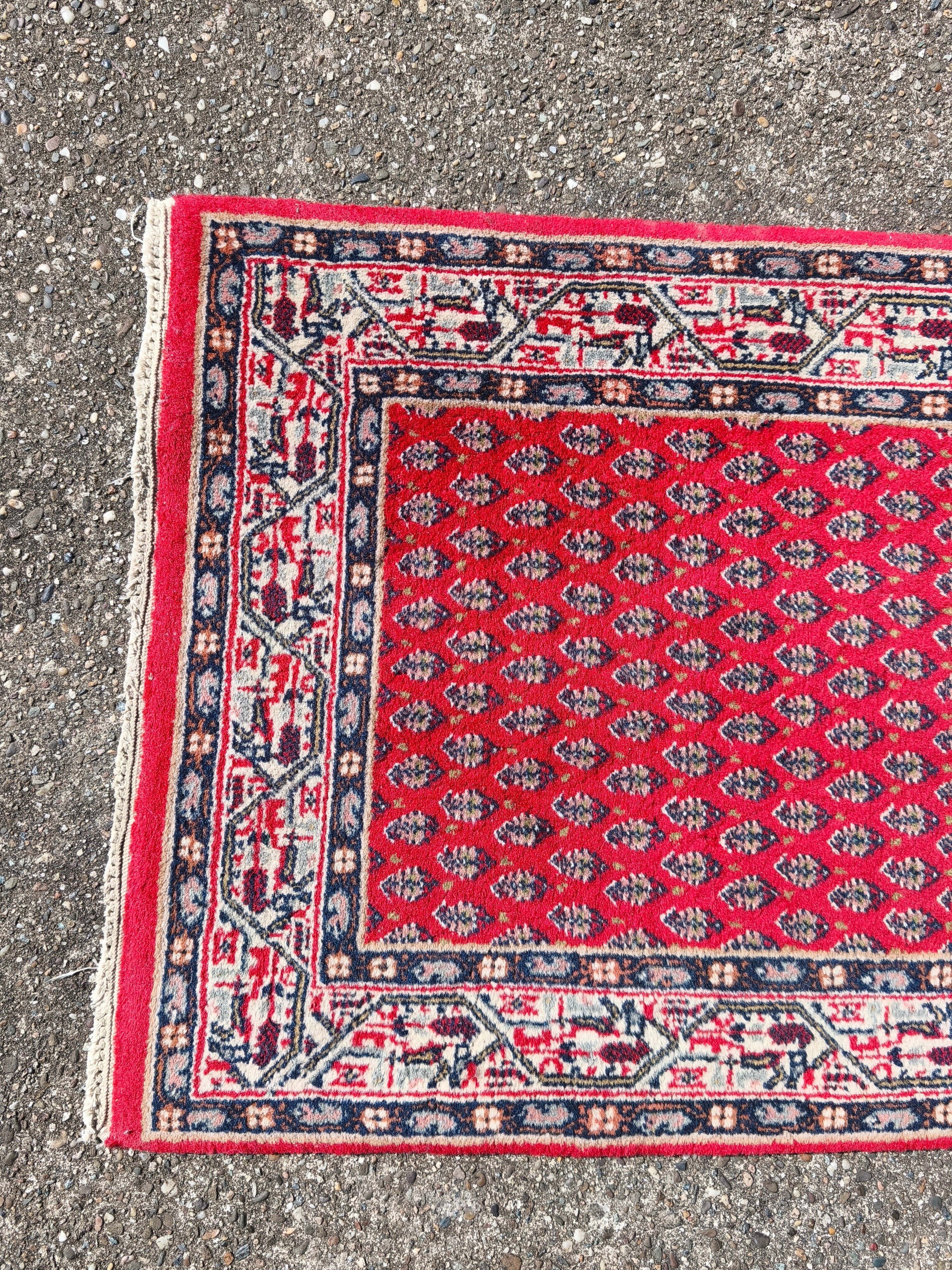 Used Indian Sarough Mir Made Carpet 90x60cm / 2.9x1.9 feet - Image 2